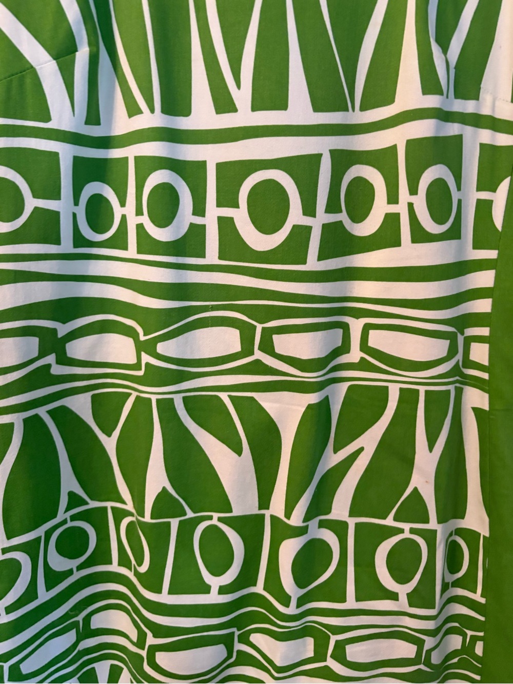 Chetta B Green and White Geo-Print Sleeveless Shift Dress - Picture 7 of 10